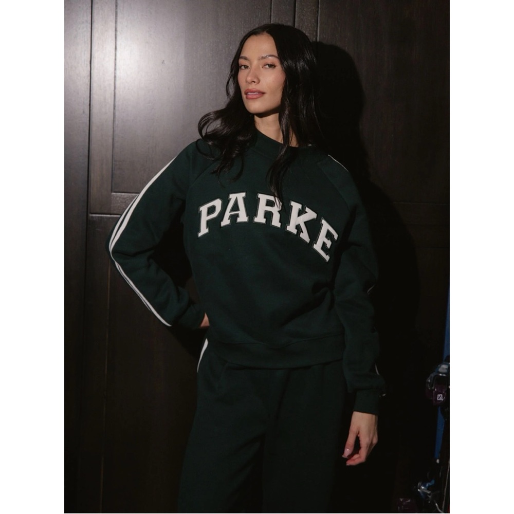PARKE Sport Stripe Fleece Mockneck - Forest **sold out** S/M